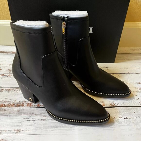 NWB Coach Pell Leather Bootie Black Size 7B - Picture 1 of 8